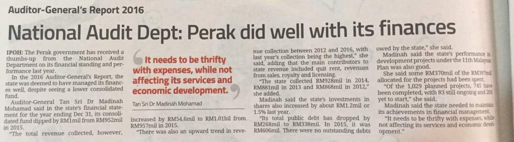 ZambryOfficial's tweet photo. Tq Auditor General: Perak did well with its finances. https://t.co/W5ncLtpVCy