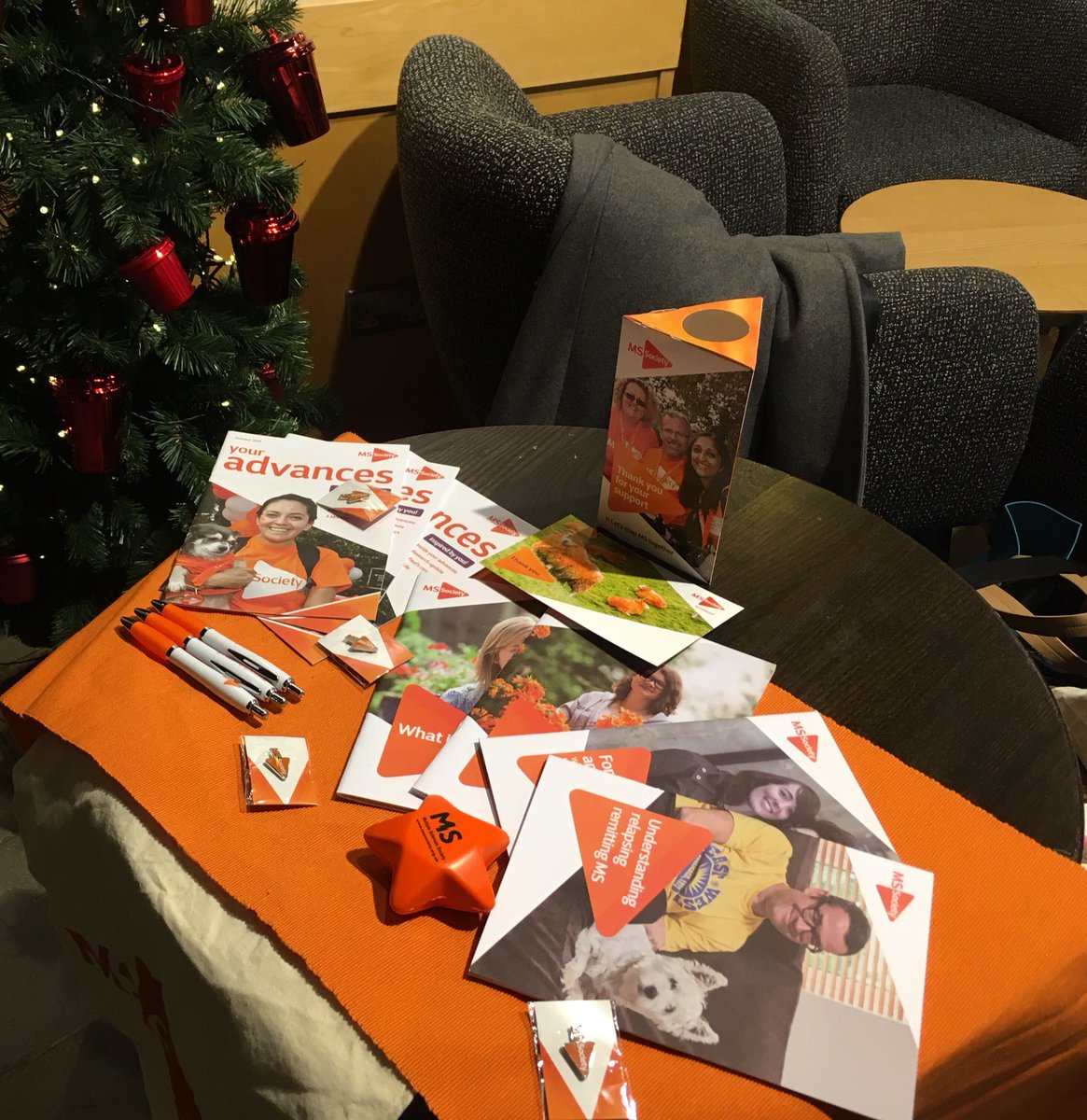 KatieMSSoc's tweet photo. Good morning everyone! I am spending this cold November morning feeling very festive next to a #RedCupChristmasTree for @Starbucks #CheerforGood for @mssocietyscot - let’s raise awareness and funds through retweets, please! #cheerforMS https://t.co/PbnggsMQtE