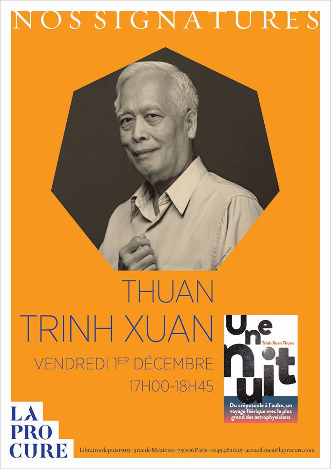 laprocure's tweet photo. 📢 L'astrophysicien Trịnh Xuân Thuận vient signer son livre La nuit @Ed_Iconoclaste ce vendredi à 17h  #astrophysique #étoiles https://t.co/QlJxIb0Kcu