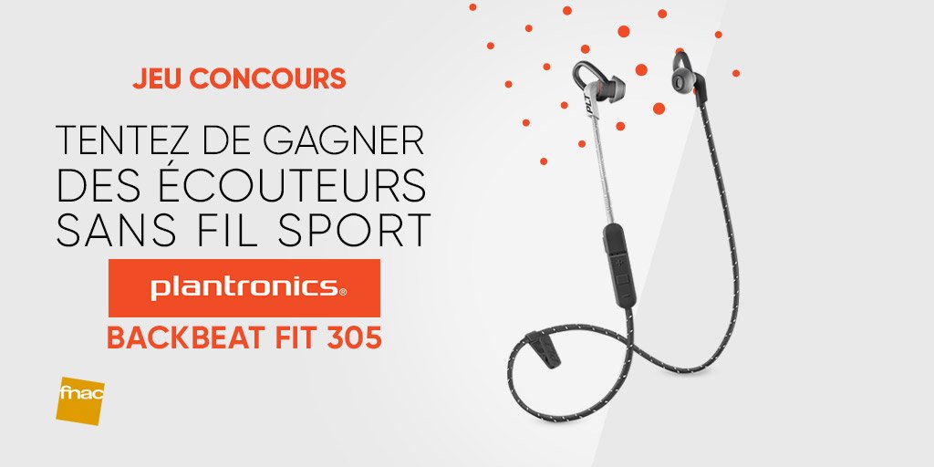 Fnac's tweet image. JEU CONCOURS | Tentez de gagner des écouteurs sans fil sport 🎧 @Plantronics #BackBeatFit305 😃 &amp;gt;bit.ly/2zMOwuw 
Pour Participer RT + Follow @Fnac