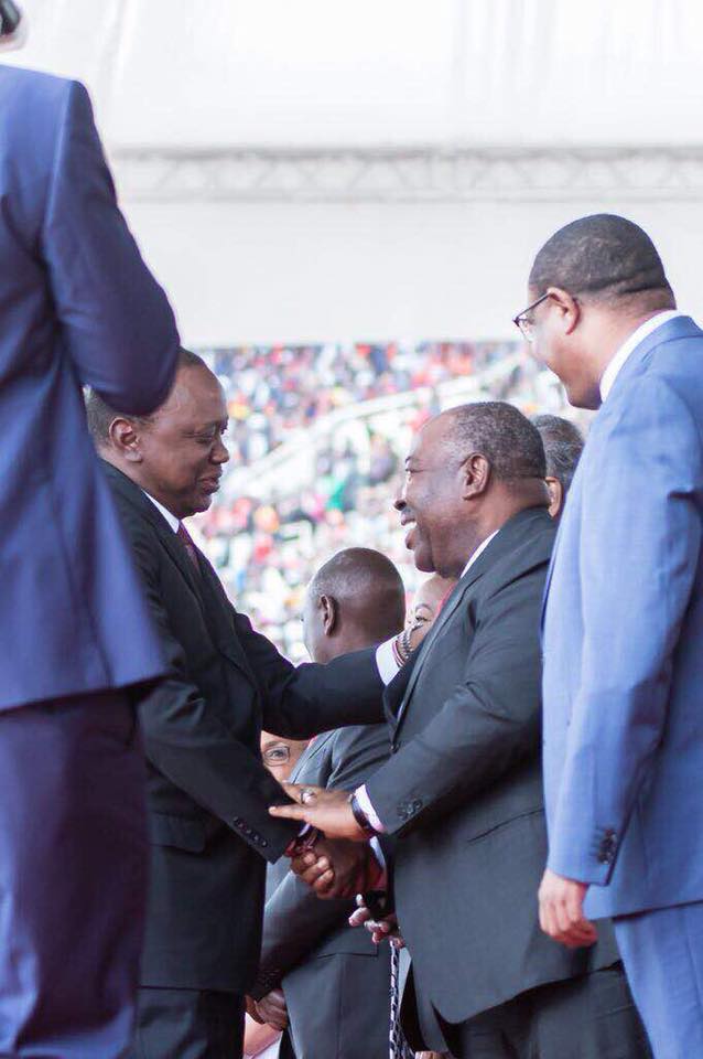Le <a href="/PresidentABO/">Ali Bongo Ondimba</a> du #Gabon a pris part hier, à la cérémonie d’investiture de son homologue du #Kenya, S.E. <a href="/UKenyatta/">Uhuru Kenyatta</a>