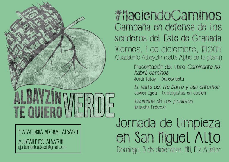 Haciendo caminos. Campaña en defensa de los caminos del este de Granada. Viernes 1 dic. 19:30h Guadalinfo Albayzín enbicialtrabajo.wordpress.com/2017/11/28/hac… @AjuntamientosGr