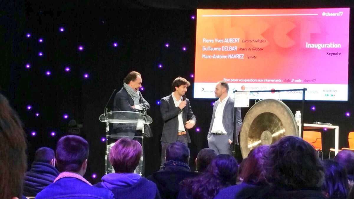euratechnologie's tweet photo. Ouverture officielle de @cheerslille, le festival de l'innovation positive avec @GDelbar, @marcantoinavrez &amp; @pyaubert à #euratechnologies ! https://t.co/x6CvuMD1ko