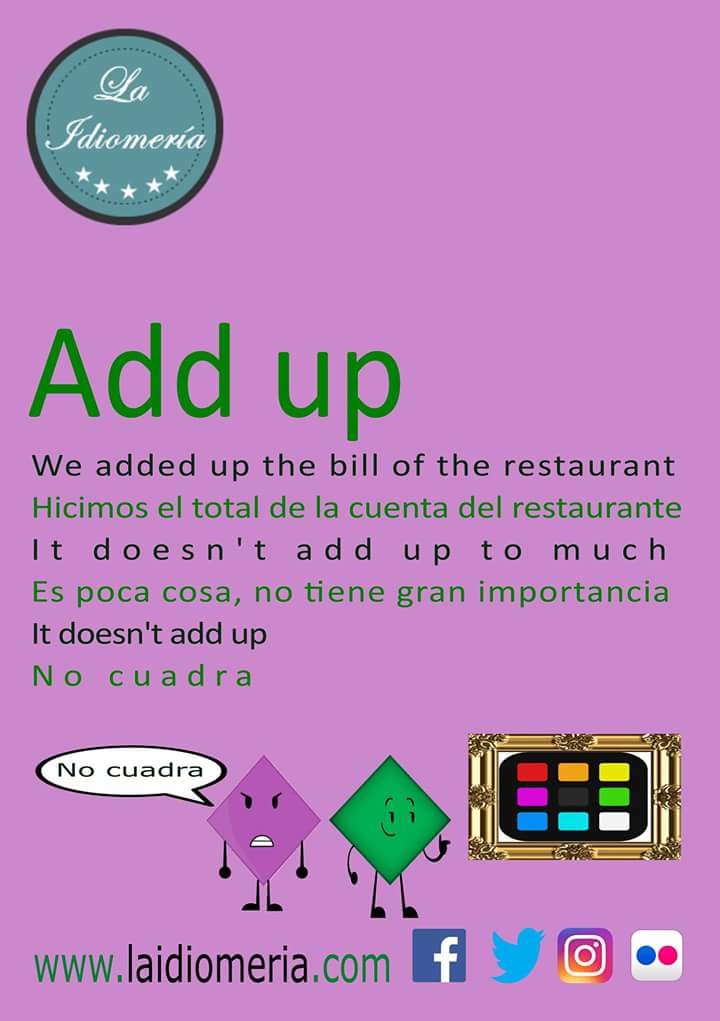 LaIdiomeria's tweet photo. It's all beginning to add up
#laidiomeria #addup #aclararse #sumar #cuadrar #phrasalverbs #britishgrammar #rhombus #rombos https://t.co/4LOmCb708Y