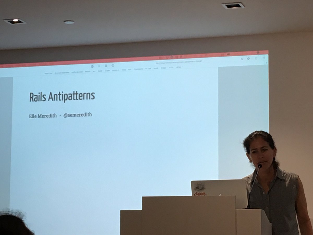 Awesome talk by <a href="/aemeredith/">elle@tinnies.club</a> at tonight’s Melbourne Ruby MeetUp on Rails antipatterns. Definitely worth checking out!