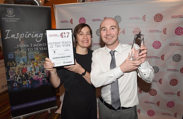 ActiveLancs's tweet photo. Congratulations to Casterton Primary School, winner and @AnsdellSch, highly commended for the Primary School of the Year Award! Thank you to @WestholmeSchool for sponsoring the award! #LSA17 https://t.co/rwne2MEHUb https://t.co/lmZKSJlf91