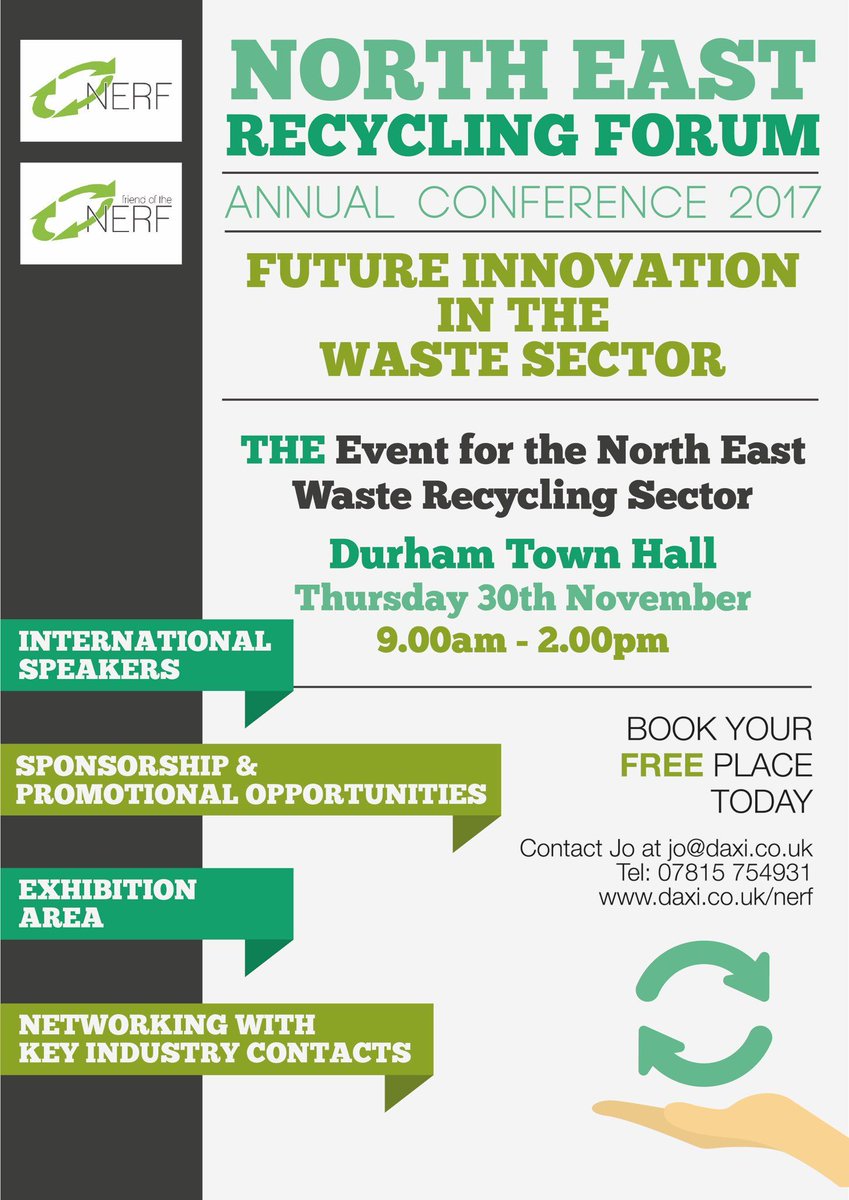 ETGUK's tweet photo. Meet with Egbert Taylor's Area Business Manager for the North East, Steve Parker, at tomorrows #NERF2017 annual conference.

Join us to discuss future innovations within the waste sector such as @BigBellySolar and fill level technology sensors.

@twitnerf @EMG_events @letsrecycle https://t.co/jlDFn5ut8Z