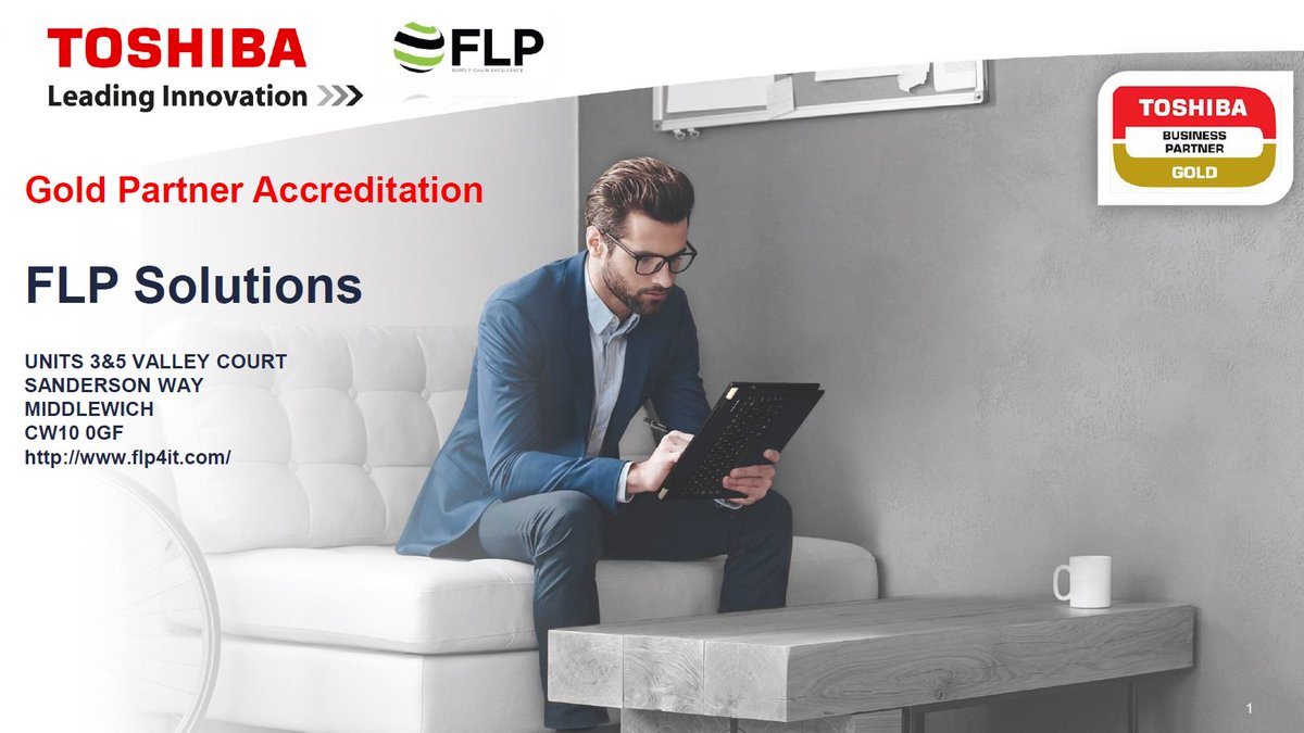 FLP has just been awarded with Toshiba’s Gold partner accreditation, call us now for advice and pricing on Toshiba laptops and accessories #toshiba