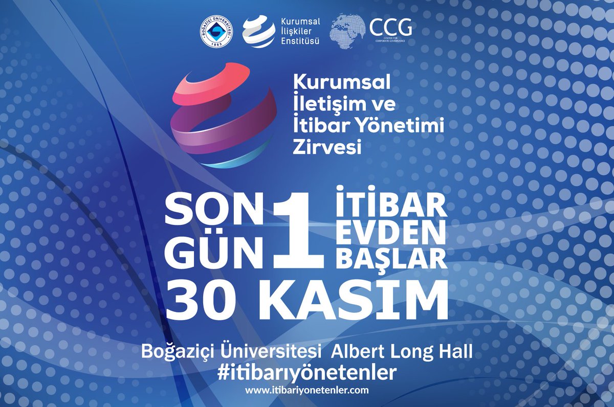 Yılın en prestjili etkinliği Boğaziçi Üniversitesi Kurumsal İletişim ve İtibar Yönetimi Zirvesi 'ne kayıt olmak için son gün! #itibariyonetenler

Hemen 2017.itibariyonetenler.com sitesini ziyaret edip, yerinizi ayırtabilirsiniz!