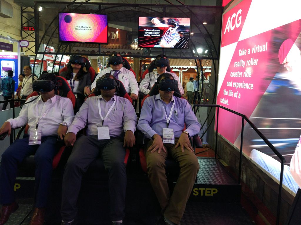 ACGWorld's tweet photo. Have you experienced THE attraction of P-mec India 2017? ACG's virtual reality roller coaster in Hall 5, booth J40 is the place to be today. Come, meet us, and see the life of a tablet. #ACGFutureWorld @CPhIWW https://t.co/9laj47iP5P