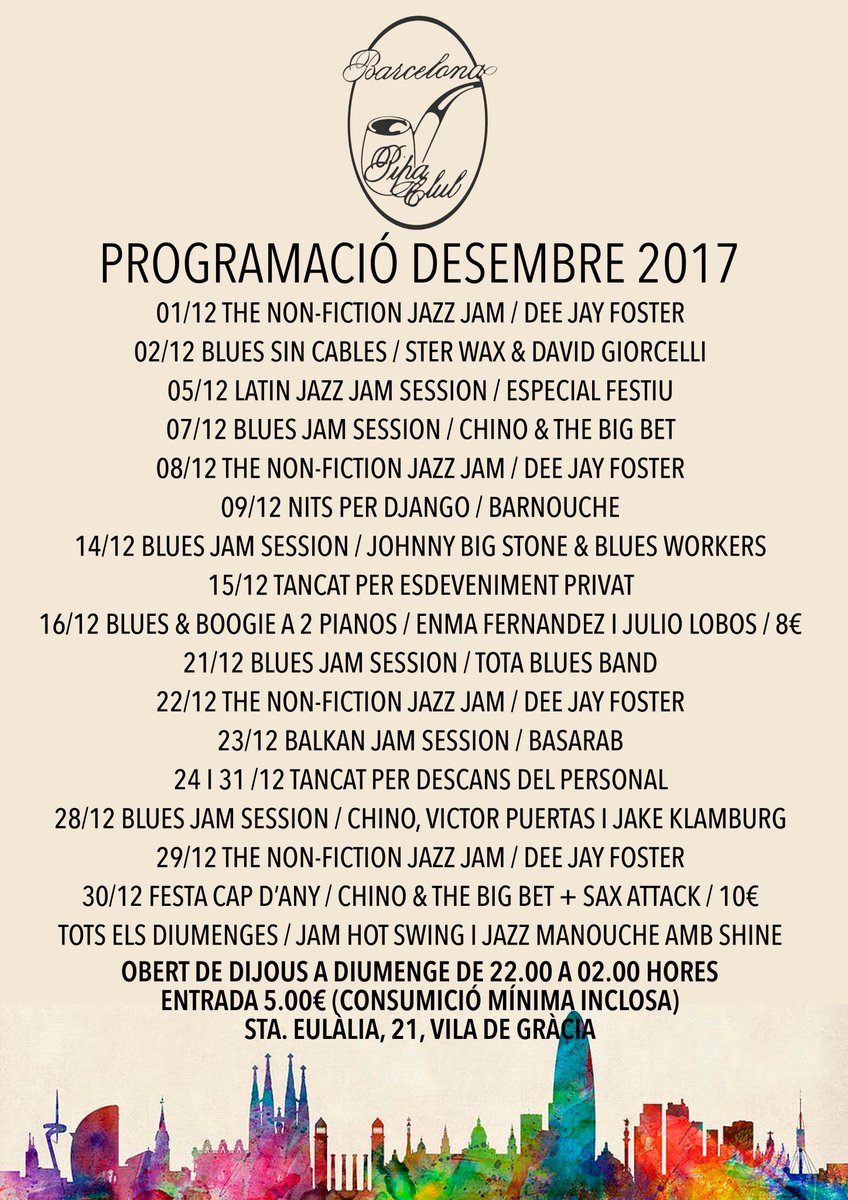 Així acomiadem al 2017!!!
#Jazz #Swing #Blues #Manouche #livemusic #Jazzclub #Barcelona #Gràcia