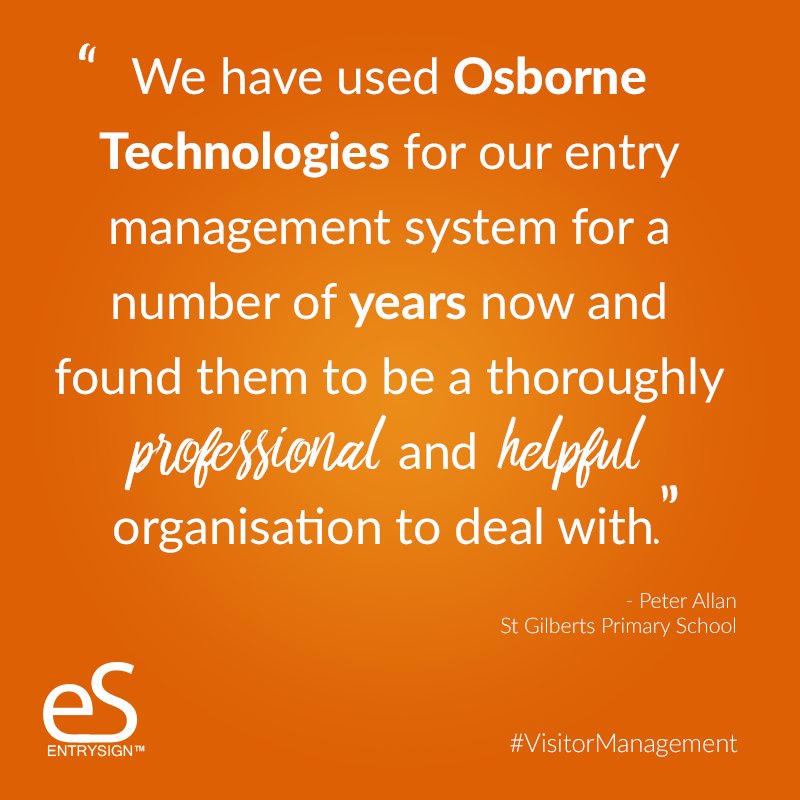 osbornetech's tweet photo. What a great testimonial! We love hearing from our customers. #EntrySign #Safeguarding #VisitorManagement https://t.co/qVnRb7NSDY