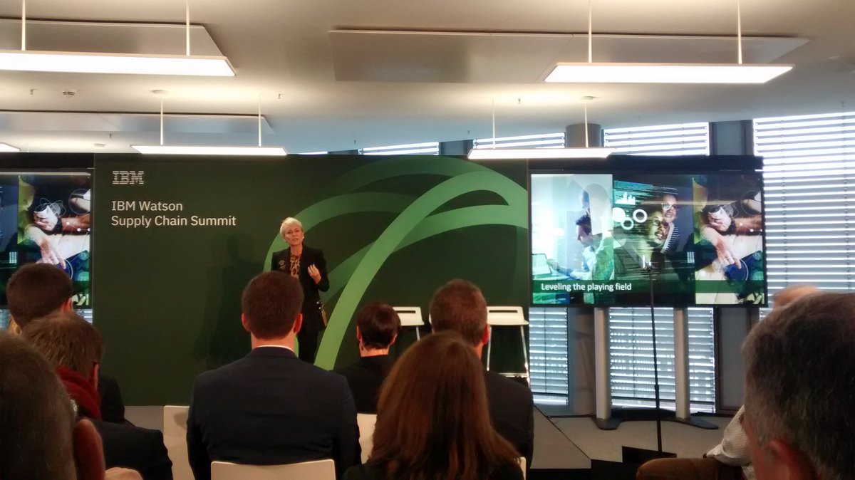 clemensechter's tweet photo. "Disrupt the disruptors" Harriet Green at Watson Supply Chain Summit in Munich @IBMIoT https://t.co/B4jLlRYL7N