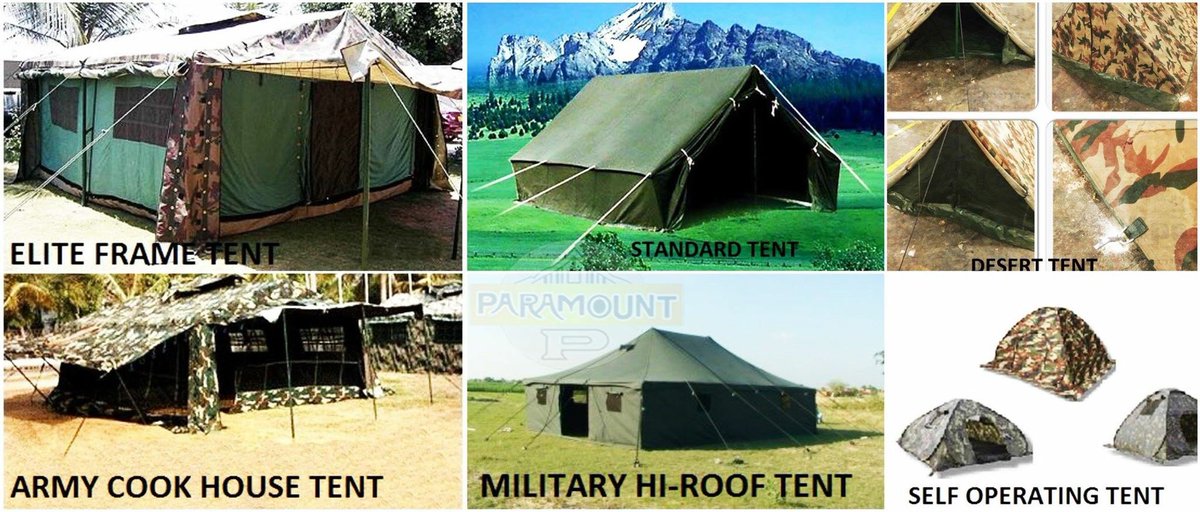 Paramount_tent's tweet photo. Army Tents:
Customized for clients.
Which one is your favorite?
@PakistanArmyISI @OCHA_Syria @Oxfam
#Military #army #tents #shelter #camoflague #war #Relief #BORDERS #peace #cookhouse #canvas #textiles #exporter #Manufacturers #yourhelpinghand #ParamountTarpaulinIndustries https://t.co/rzKQ4gFQKz