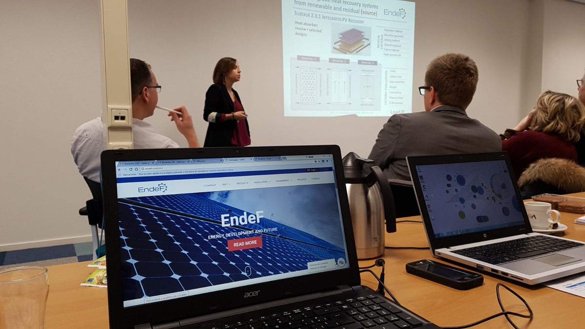 EndeFEng's tweet photo. We start our intervention about the design of a kit heat recovery with PCM for PVs at the 12 months´ General Technical Meeting & GA in 's-Hertogenbosch (Netherlands) @lowup_h2020 https://t.co/gZklSWnC9F