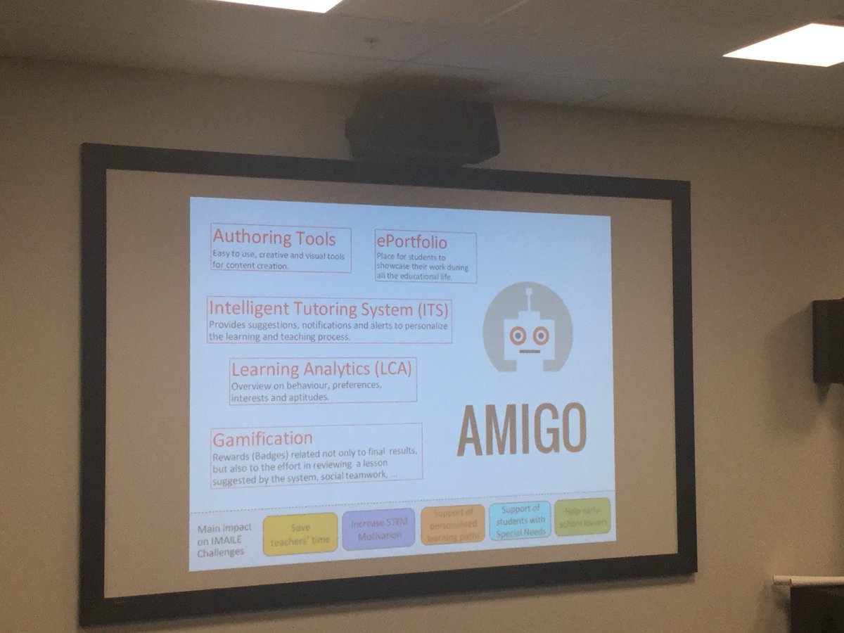 FrokenFlipp's tweet photo. #Amigo presenterar de innovativa framstegen i deras produkt och hur de korrelerar med syfte i projektet #Imaile #learninganalytics #IntelligentTutoringSystem https://t.co/mR8Artj40T