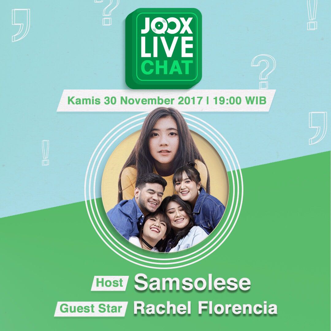 Yuk tonton <a href="/racheltjhia/">Rach</a> di <a href="/JOOX_ID/">JOOX Indonesia</a> di acara #JOOXLiveChat barengan Samsolese jam 7 malam! Jamgan lupa untuk menonton download aplikasi #JOOX dulu yaa 😉