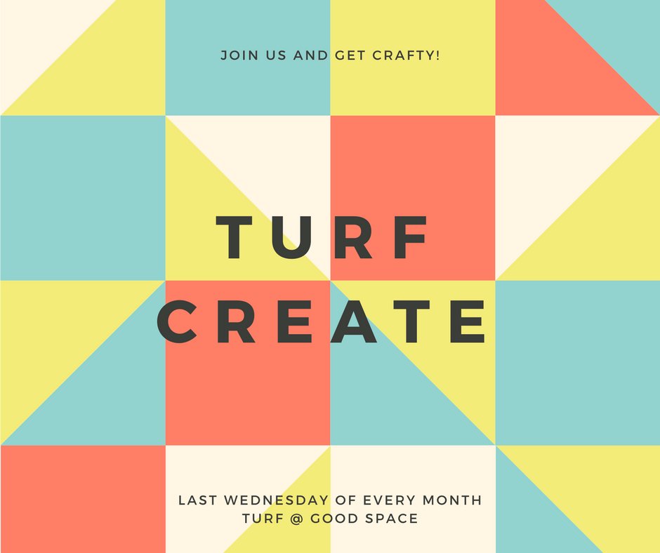 Tonight is the night, our first TURF create in our new space! We're so excited to show you our new coworking space and hope you'll join us for an evening of crafting. ow.ly/6NsY30gT2ew