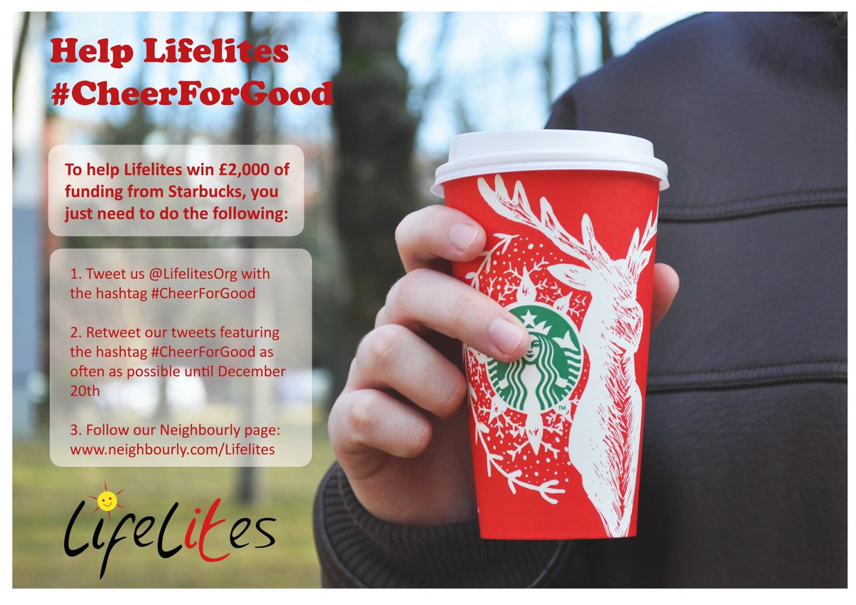 LifelitesOrg's tweet photo. Please RT to help us raise money from @StarbucksUK - the more shares we get, the more chance we have of winning, to help us give kids with limited lives unlimited possibilities #magicaltechnology #cheerforgood https://t.co/SeoA8Nj0nS https://t.co/5n6NFHyNe4