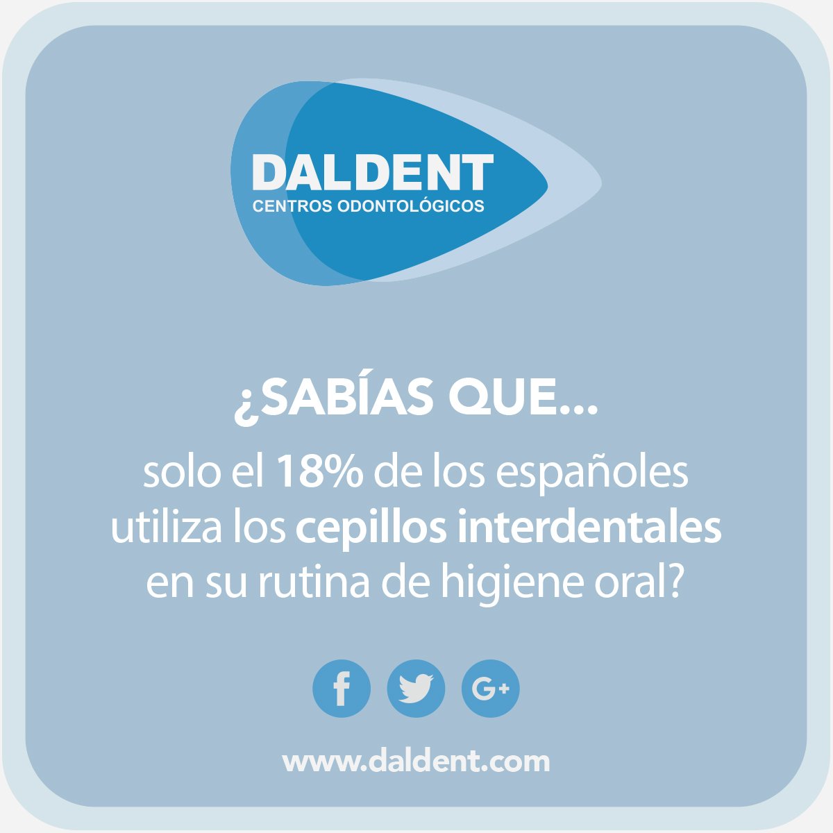 El espacio interdental supone el 40% de la cavidad oral y debe estar presente en el cepillado diario. Descuidar este paso de la higiene bucal favorece la aparición de caries o enfermedad periodontal. #Dentista #Sanchinarro #LasTablas