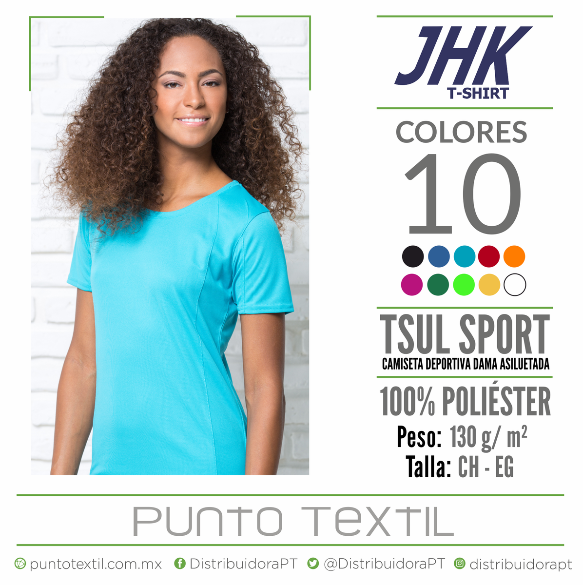 DistribuidoraPT's tweet photo. ¡Cómoda, práctica y dinámica!  Ven a #PuntoTextil y adquiere el estilo TSUL SPORT de #JHK, una fresca camiseta deportiva para dama, confeccionada 100% poliéster y disponible en 10 colores diferentes. https://t.co/yB6NkYjuZK
