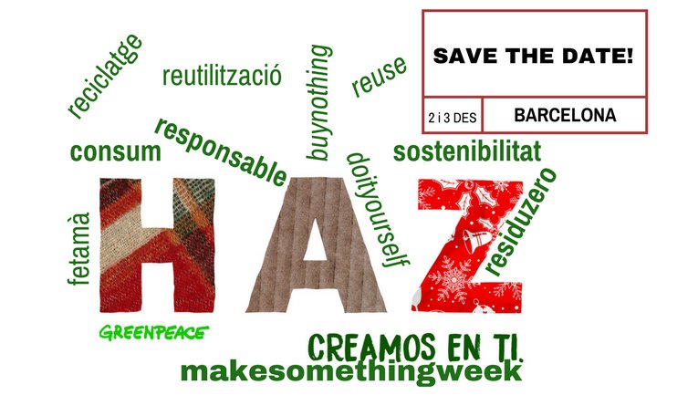 📆Dissabte2 i diumenge 3 serem al Casal <a href="/calabria_66/">Federació d'Entitats Calàbria 66</a> amb <a href="/opcions/">Opcions</a> per oferir tallers, jocs i xerrades oberts a tothom sobre consum dins de la #MakeSomethingWeek a Barcelona. L'agenda completa aquí ➡️ hazgreenpeace.org/eventos-parale…