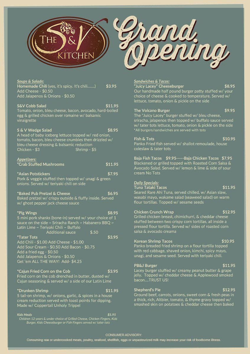 coppertail's tweet photo. We hope you are hungry! Join us to celebrate the Official Grand Opening of the S&amp;V Kitchen at Coppertail. Today's menu features some of the greatest hits from past menus and will be available all day starting at 11am. 

The official Ribbon Cutting Ceremony will take place at 4pm https://t.co/Pz4jKCCHci