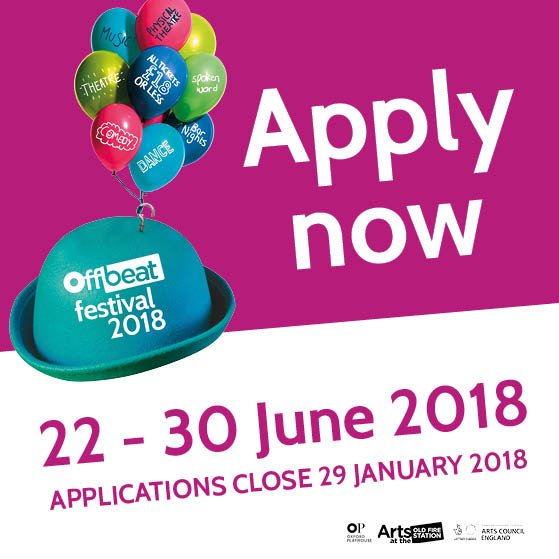 Applications for #Offbeat2018 are now OPEN! We're seeking brand new theatre, comedy, dance, physical theatre, spoken word, family shows and more: offbeatoxford.co.uk/apply <a href="/ArtsatOFS/">Old Fire Station, Oxford</a> <a href="/OxfordPlayhouse/">Oxford Playhouse</a>