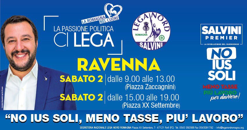 LuuBaccarini's tweet photo. Domenica 2 dicembre a #Ravenna e in tutta la #Romagna vieni a firmare anche tu! #NoIusSoli #LaRomagnanelCuore https://t.co/xWAfkDRG41