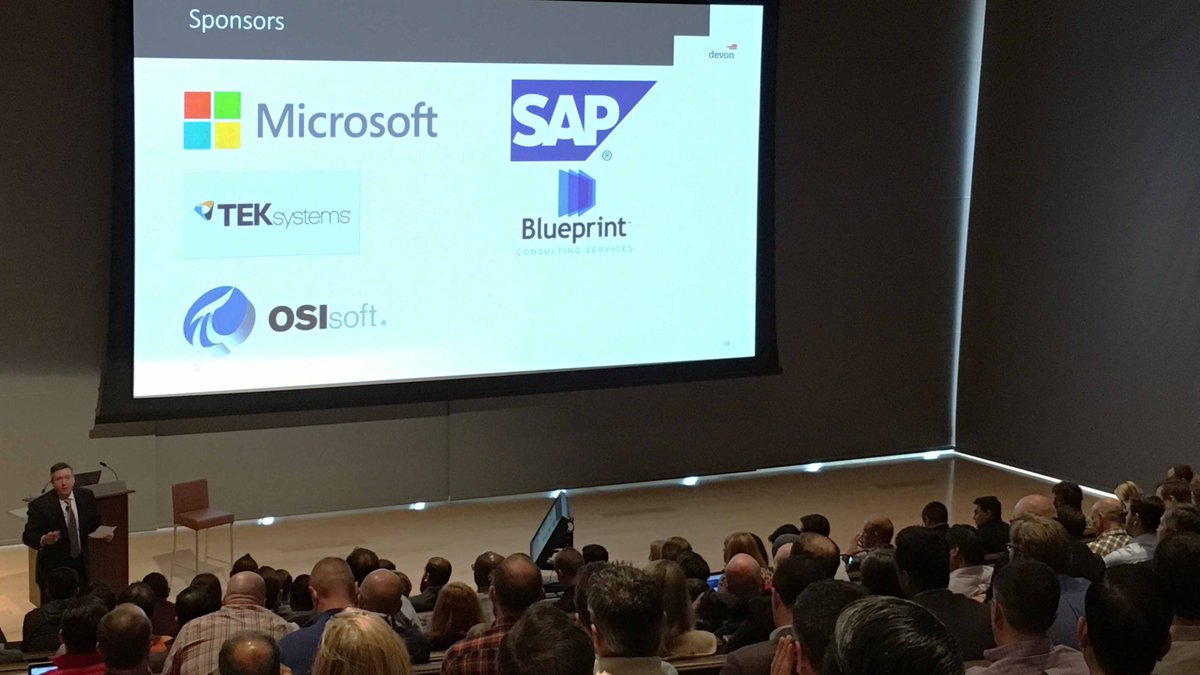 DevonEnergy's tweet photo. It’s #dvnhackathon week at Devon and we look forward to finding solutions to solve real problems experienced in the oil and gas sector related to drilling, completions, safety and security. Thank you to @BlueprintCSLLC @Microsoft, @OSIsoft, @SAP and @TEKsystems for your support. https://t.co/ATckHlTCGg
