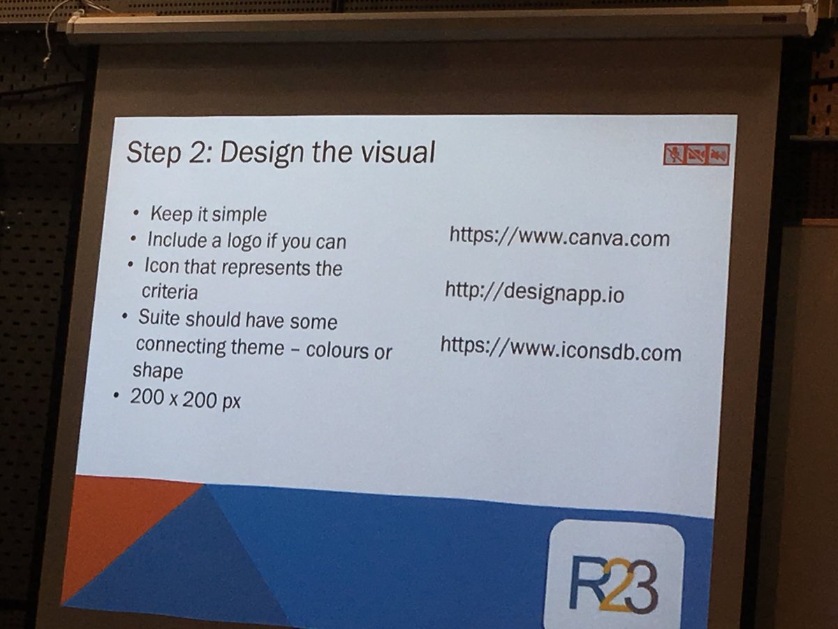 pmrdms's tweet photo. Practical guidelines from @michellebreenUL for designing badges for #rudai23 #ul12apps https://t.co/FOcfxnUXJf