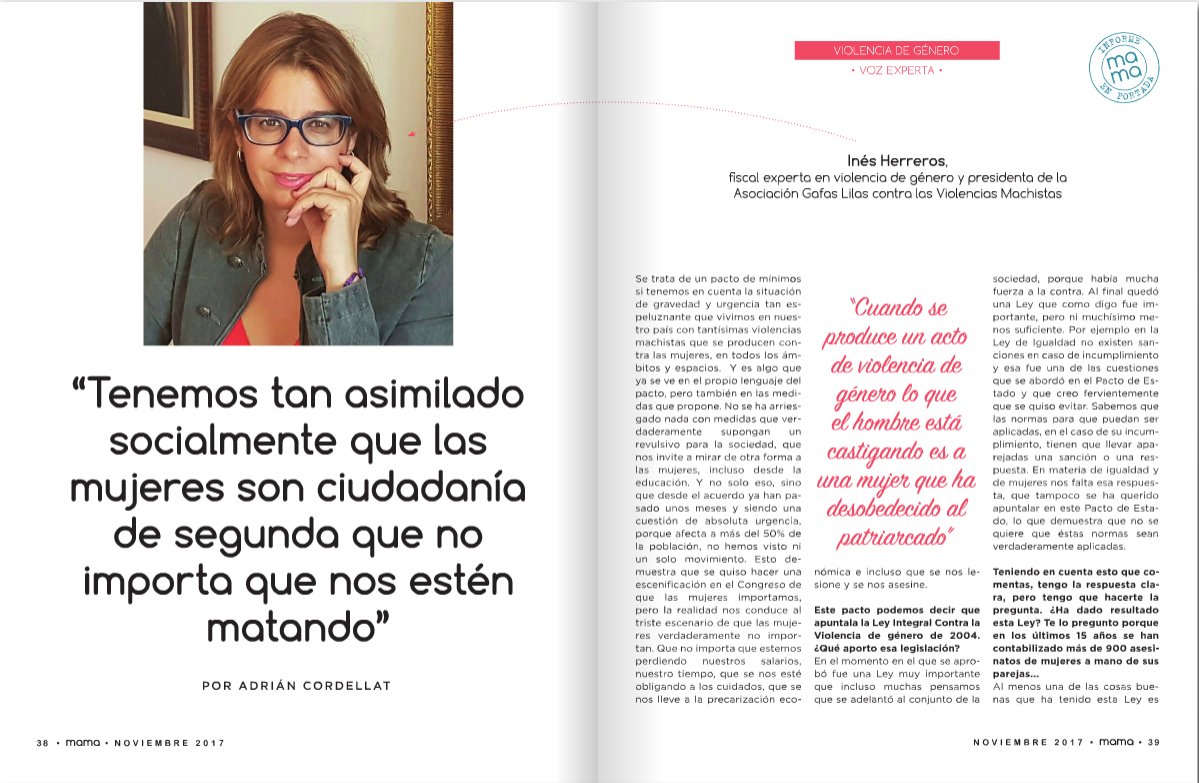 acordellat's tweet photo. El dosier central de #mama13 se completa con una entrevista a @Ines_herreros: "Tenemos tan asimilado socialmente que las mujeres son ciudadanía de segunda que no importa que nos estén matando":
https://t.co/OFsrSCp3QG
#feminismo #machismo #NiUnaMas https://t.co/qxQZD3YzoD