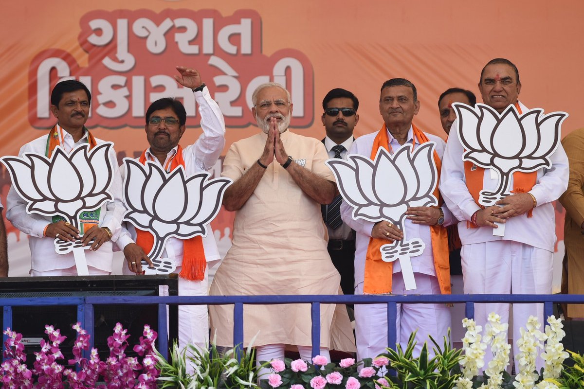 narendramodi's tweet photo. Addressed a rally in Prachi. It is indeed puzzling to see certain Congress leaders visit the Somnath Temple when their own family members opposed the construction of a grand Temple as envisioned by Sardar Patel. https://t.co/IcejBDJOxm