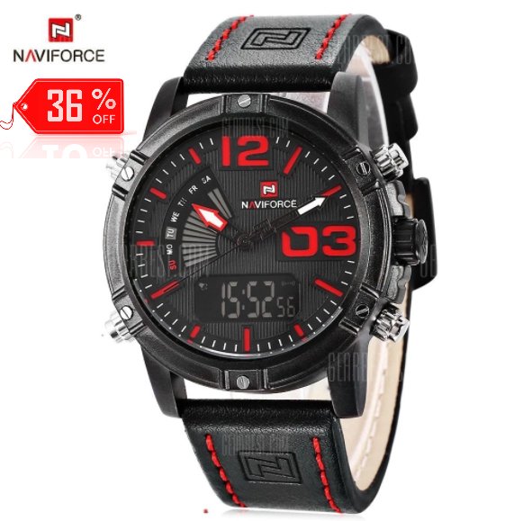 36% Discount off NAVIFORCE Calendar Luminous 3ATM Genuine Leather Band Wristwatch
Order Now : goo.gl/ZNFrCQ