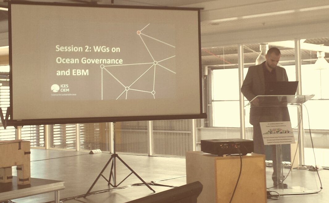 EllenJohannesen's tweet photo. Today at the 19th #LME meeting in Cape Town. Talking ocean governance and #EBM toolkits with @W_Wawrzynski #ICES_ASC #Collaborating4Oceans https://t.co/DSwijBE4Ap