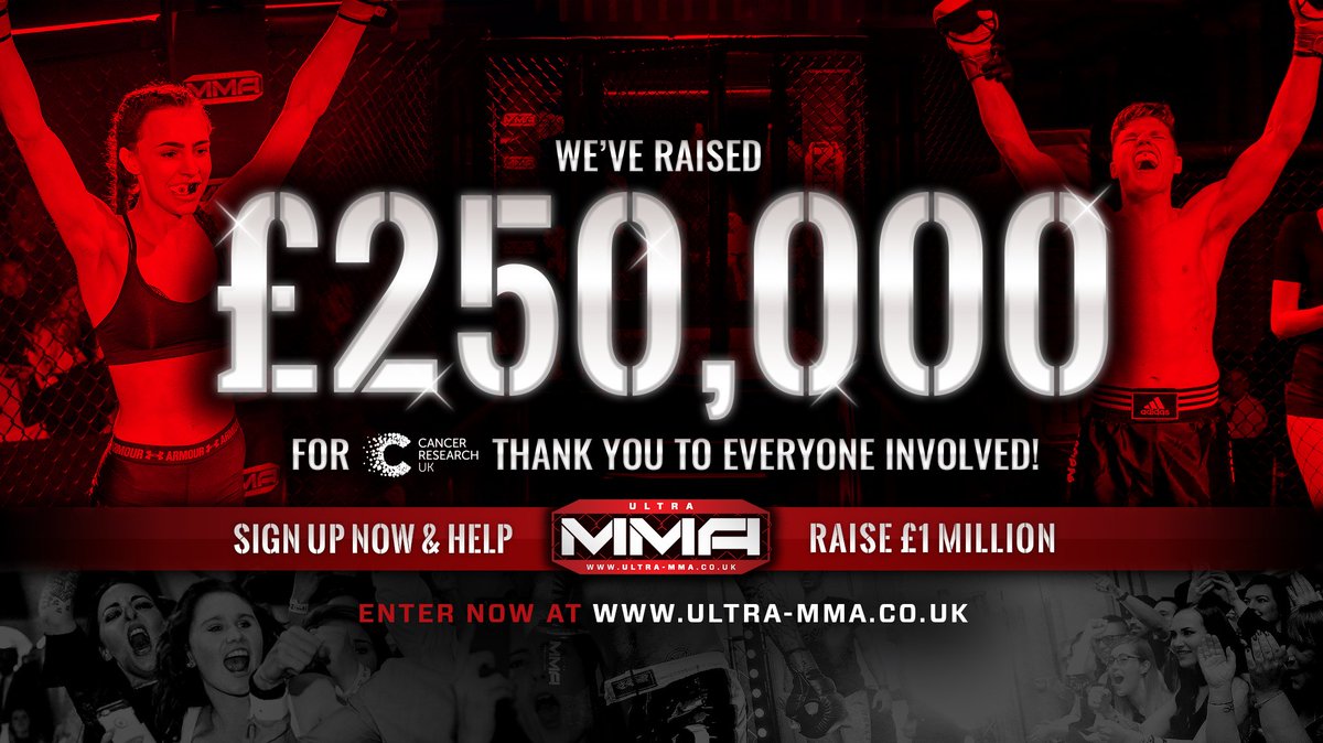 Ultra_MMA's tweet photo. We've now hit £250,000 for @CR_UK!!
Thank you to all of our AMAZING fighters taking part across the UK #TeamUltraMMA👊🏽 https://t.co/o0D7hZmxd9