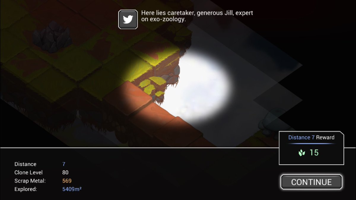 TheMotleyGeek's tweet photo. What better way to explore with a clone than off a cliff into oblivion. #ShatteredPlanet #ios #roguelike #mobilegames https://t.co/eFmAjcVSwe