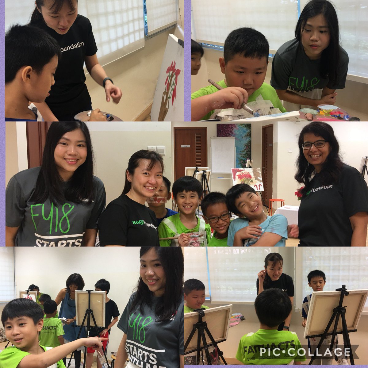 aparnak30's tweet photo. @SageAsia colleagues engaging with the children through an oil painting session. Many artists in the making with their easel, dipper and canvas. Thank you @sagefoundation #FaithActs #GivingWeekSG #CompanyofGood for #MakeADifference https://t.co/2s3v5Rnaef