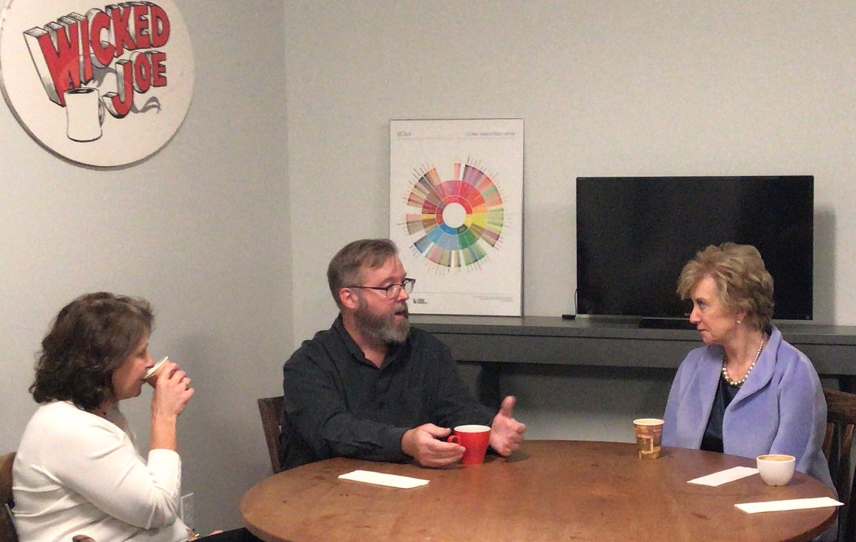 It was an honor to host Administrator Linda McMahon from the Small Business Administration at our roastery yesterday. Linda McMahon sat down for a cup of coffee and spoke with Bob and Carmen about the challenges businesses face in Maine.