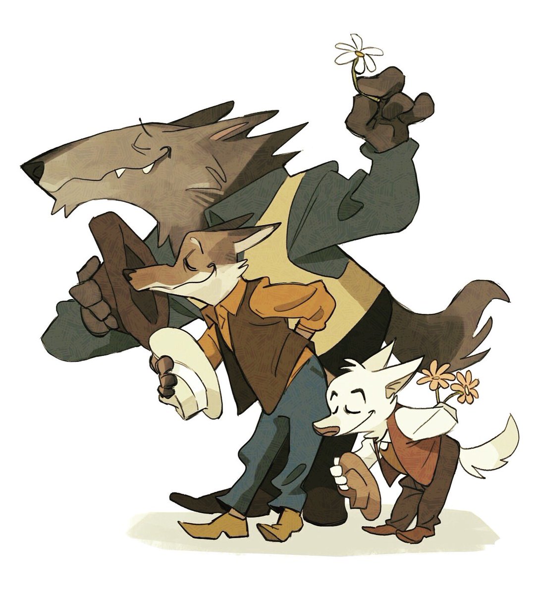 sydsir's tweet photo. the wolf, fox &amp; the dog https://t.co/0KAFT06bHF