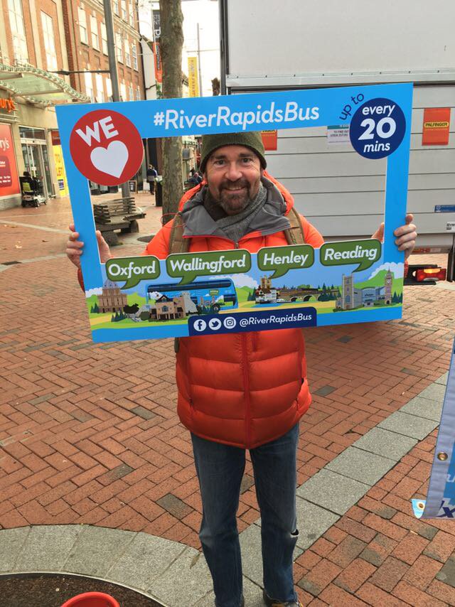 RiverRapidsBus's tweet photo. We're on Broad St in #Reading today giving out FREE coffee and spreading the word about our new #RiverRapidsBus service! Pop down and see us if you're in the area ☕🚌 https://t.co/FE6NcRIfHL