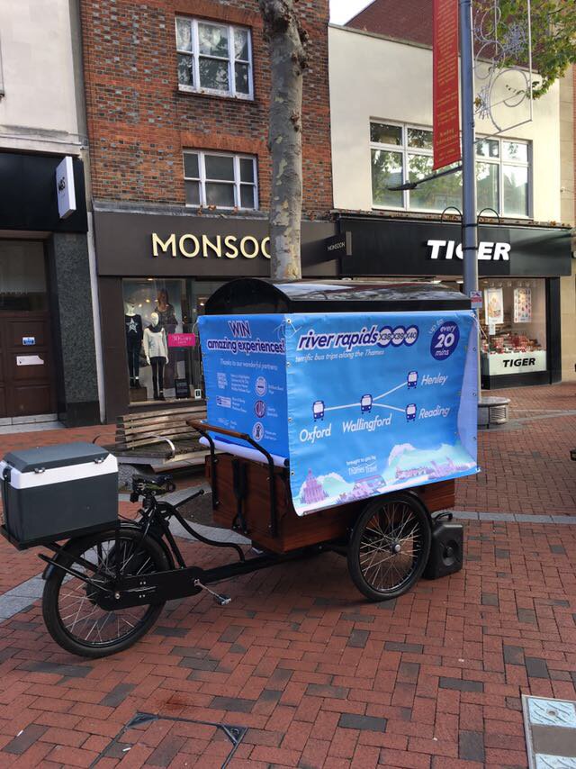 RiverRapidsBus's tweet photo. We're on Broad St in #Reading today giving out FREE coffee and spreading the word about our new #RiverRapidsBus service! Pop down and see us if you're in the area ☕🚌 https://t.co/FE6NcRIfHL