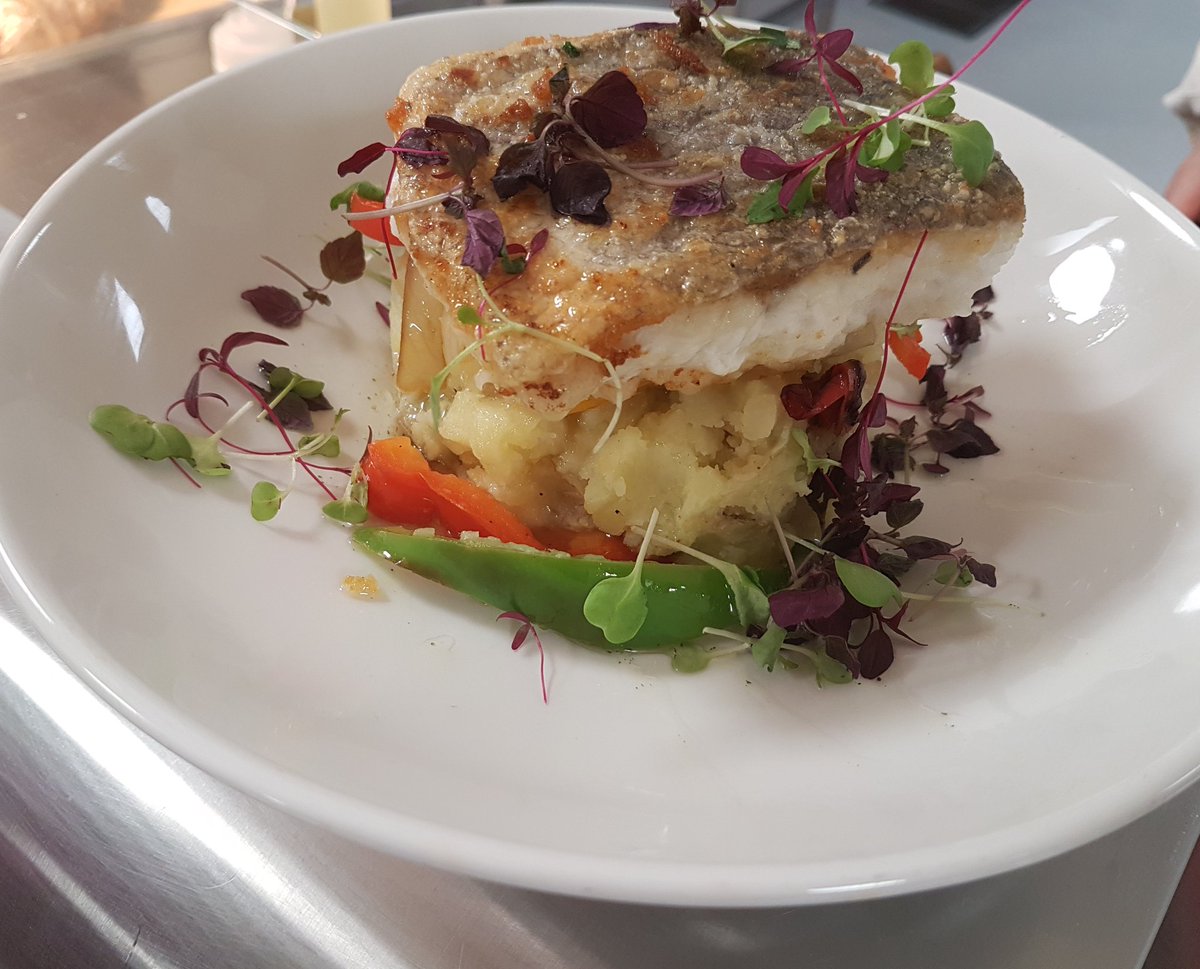 Crispy skin grilled hake  on a bed of basil mash with stir-fry vegetables &amp;micro herbs
<a href="/BaxterStoreyIre/">BaxterStorey Ireland</a> <a href="/jkrogers07/">Jason Rogers</a> <a href="/ESBNetworks/">ESB Networks</a>