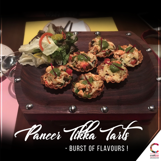 CraftbarBKC's tweet photo. Creating interesting recipes is our favorite. 
Enjoy refreshing drinks with our Paneer Tikka Tarts!
For reservations call us on: 
022 65001616/ 022 65001717

#CraftbarBKC #PaneerTikkaTarts #IndianFood #CraftedFood https://t.co/KVmNpaL2wL