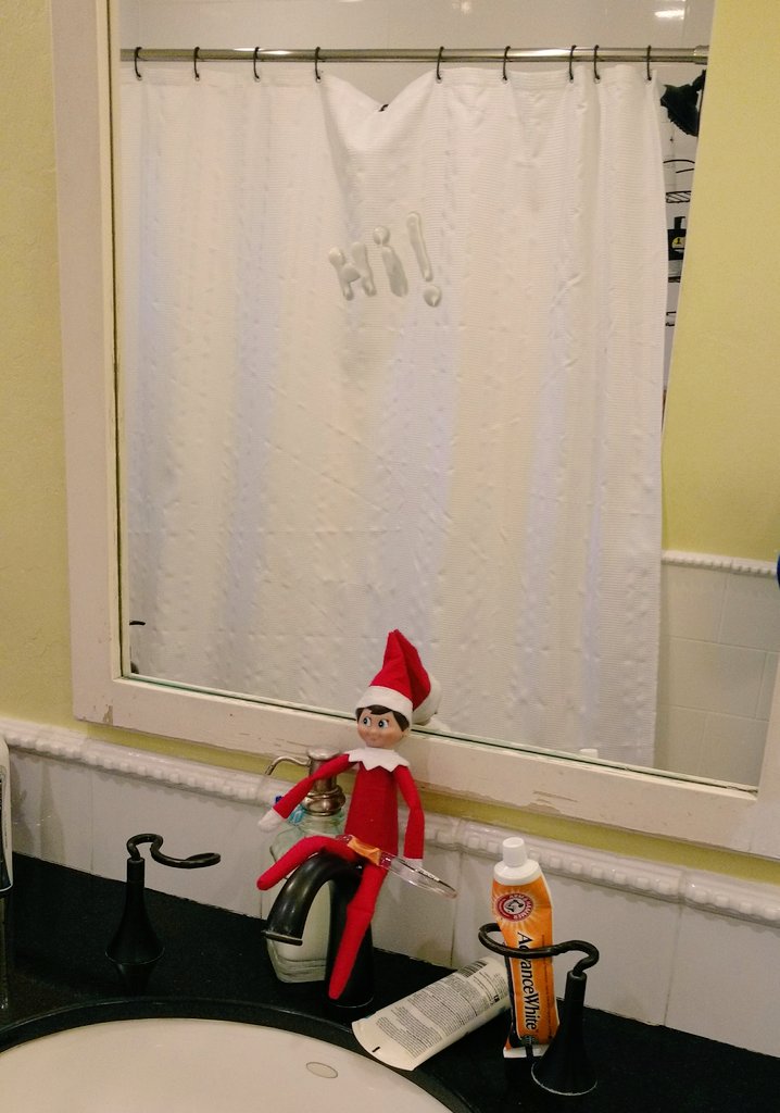 I love how my Elf on the Shelf is promoting oral hygiene with my little one... #HolidayParenting
