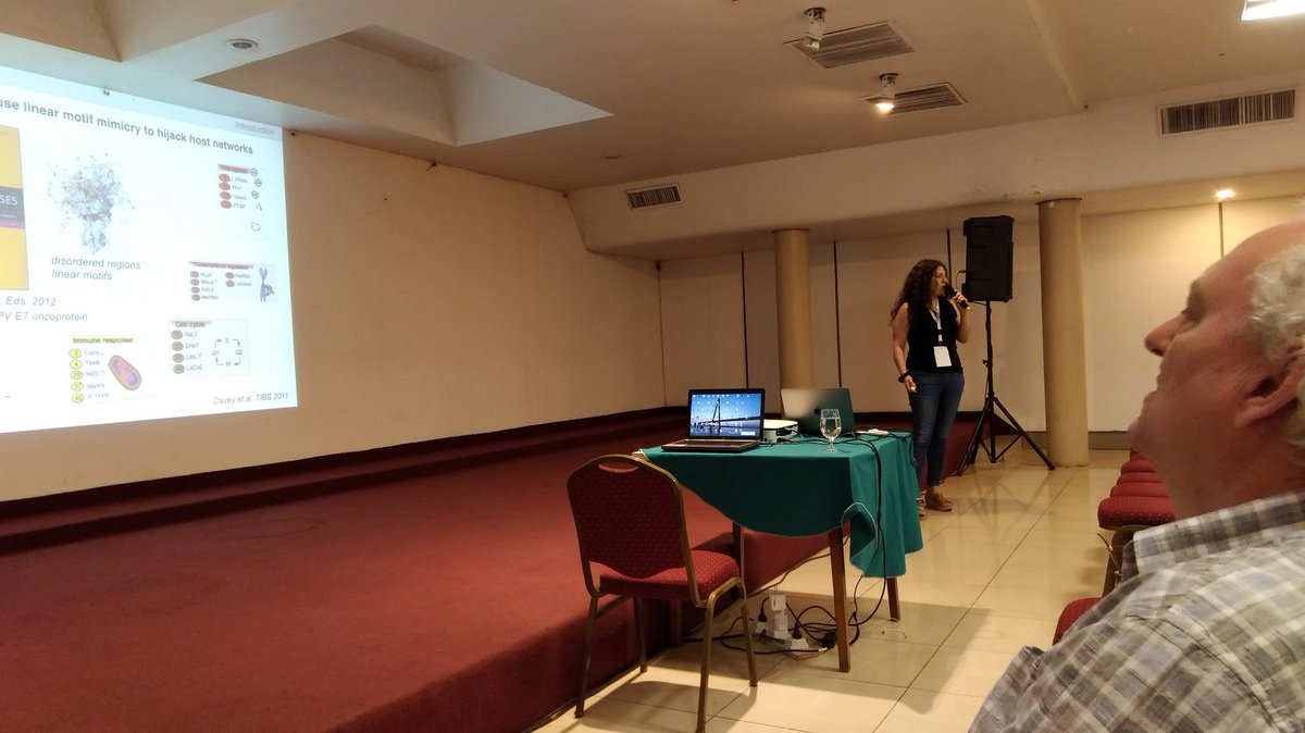 NPalopoli's tweet photo. Two great talks at this morning's first session on Short Linear Motifs by Toby Gibson from @embl and Lucía Chemes from @unsamoficial Thanks @gusparisi for the invitation to chair! #CAB2C17 https://t.co/oKFcFVrRLQ