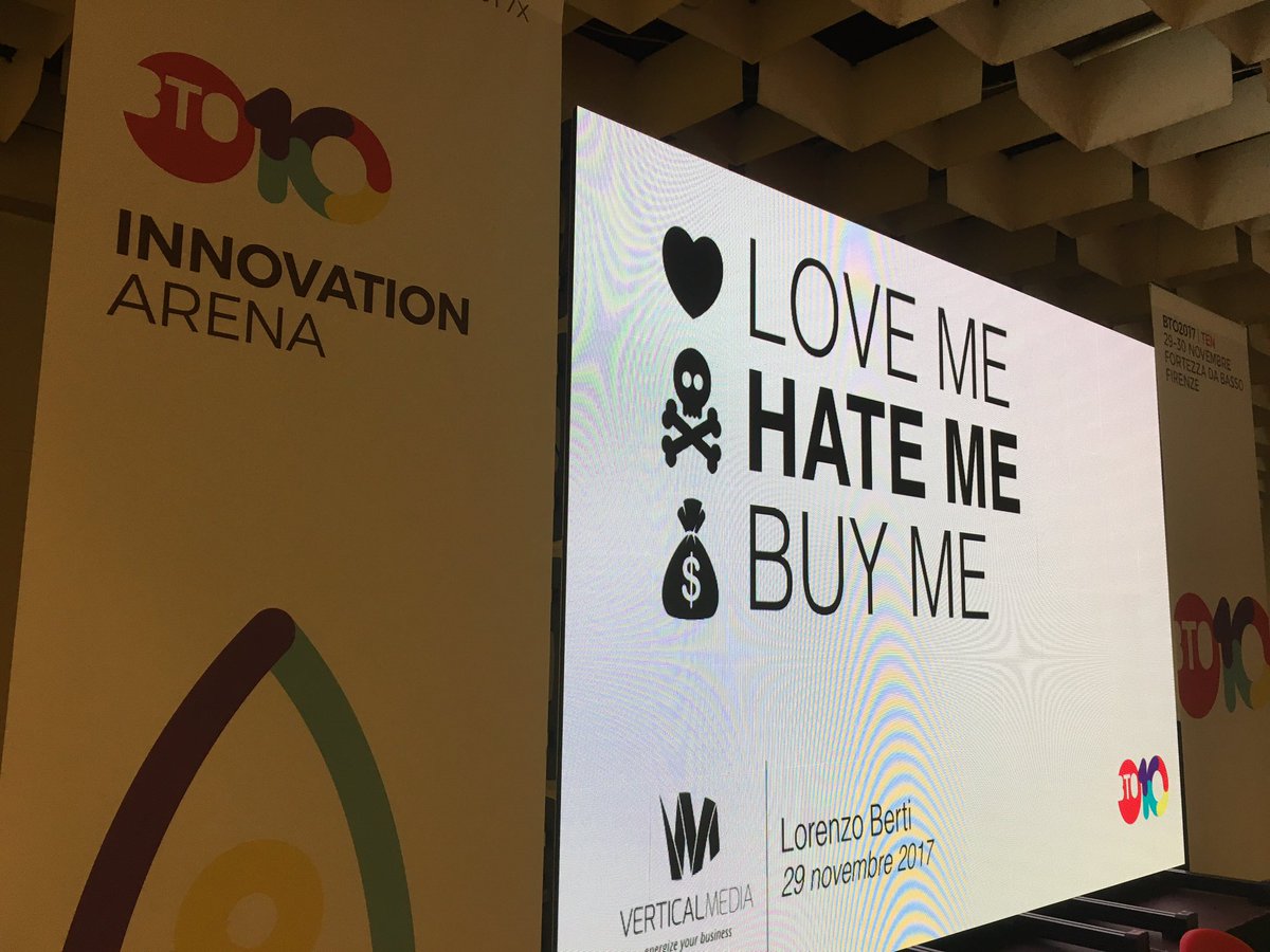 verticalizza's tweet photo. Inizia il conto alla rovescia... a breve il Keynote di Lorenzo Berti @lorenzoghi Love me, hate me, buy me  
#BTO2017 #BTOTEN https://t.co/aDf0fDj3rm