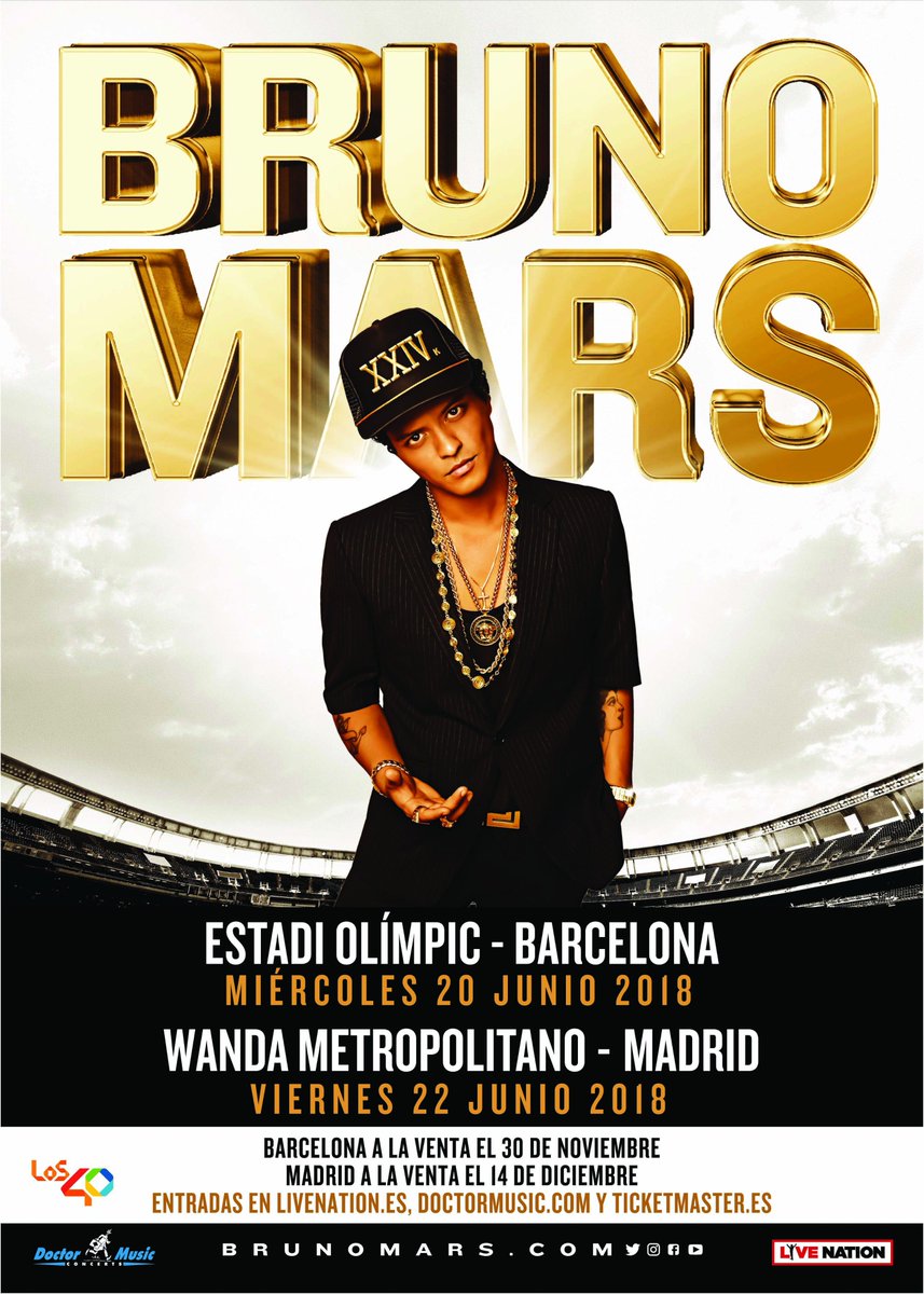 DoctorMusicTuit's tweet photo. ¡Recuerda! Mañana se ponen a la venta las entradas para el concierto de #BrunoMars en Barcelona... 

¡Y estos son los precios de las entradas y packs VIP! 👉🏻 https://t.co/z4G5l1AbE5 https://t.co/jM6cCV2uK7