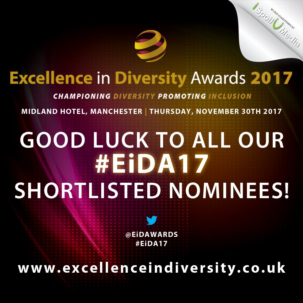FarrahGDP's tweet photo. One more day! Looking forward to celebrating all individuals that have dedicated their lives to the #Diversity & #Inclusion cause! All the best to the Inspirational shortlisted nominees in all categories! #EIDA17 #TeamGDP https://t.co/oRzYqMUTUf