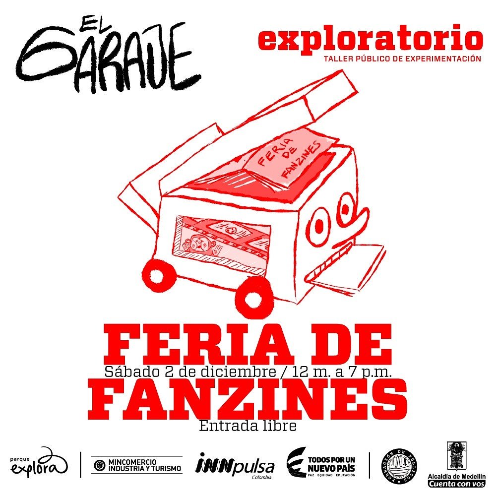 Exploratoriomde's tweet photo. #EsteSábado ¡Para los coleccionistas de dibujos agudos e ideas audaces! Muestras de La Maleta Fanzinera (Bgt) y la Fanzinoteca Pública (Mde), estación de serigrafía, taller de sellos con #LUTO y música en vivo por Paunes, Beta y A.G.A. https://t.co/ZiFdvowBIy